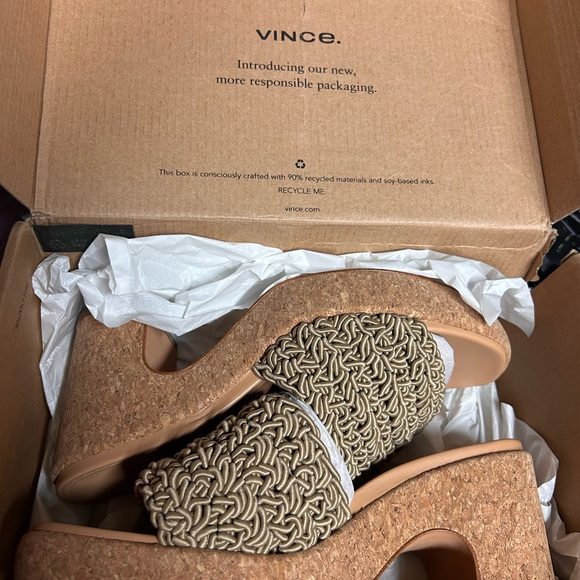Vince Shoes - Vince Women's Woven Tan Wedges